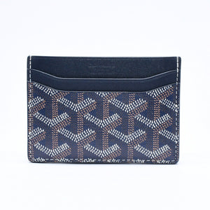 極美品 GOYARD ゴヤール サンシュルピス カードケース STSULPPMLTY12CL12X ネイビー PVC ヴォーゼルカーフスキン 中古 4a006709