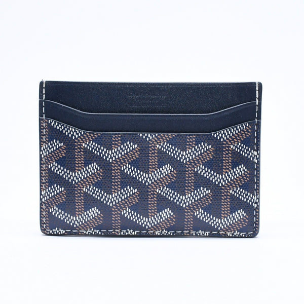 極美品 GOYARD ゴヤール サンシュルピス カードケース STSULPPMLTY12CL12X ネイビー PVC ヴォーゼルカーフスキン 中古 4a006709