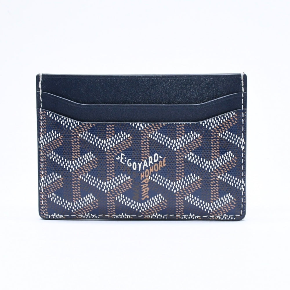 極美品 GOYARD ゴヤール サンシュルピス カードケース STSULPPMLTY12CL12X ネイビー PVC ヴォーゼルカーフスキン 中古 4a006709