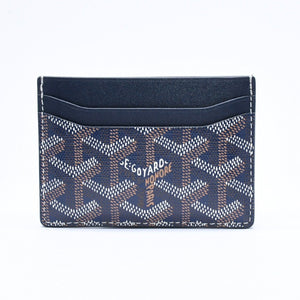 極美品 GOYARD ゴヤール サンシュルピス カードケース STSULPPMLTY12CL12X ネイビー PVC ヴォーゼルカーフスキン 中古 4a006709