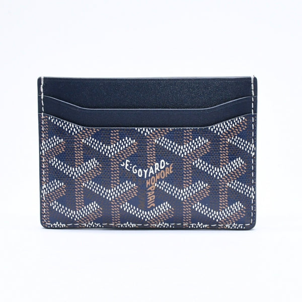 極美品 GOYARD ゴヤール サンシュルピス カードケース STSULPPMLTY12CL12X ネイビー PVC ヴォーゼルカーフスキン 中古 4a006709