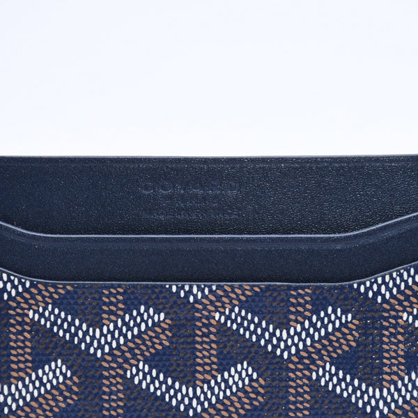 極美品 GOYARD ゴヤール サンシュルピス カードケース STSULPPMLTY12CL12X ネイビー PVC ヴォーゼルカーフスキン 中古 4a006709