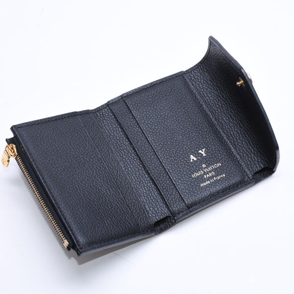 LOUIS VUITTON ルイヴィトン 三つ折り財布 ポルトフォイユ・ゾエ M62935 ブラック ゴールド金具 美品 中古 4a006647