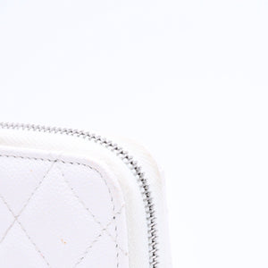 CHANEL シャネル クラシック コインパース 小銭入れ ランダム番台 ココマーク キャビアスキン ホワイト シルバー金具 美品 中古 4a006563