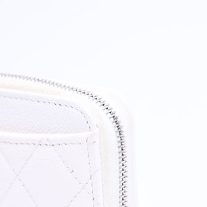 CHANEL シャネル クラシック コインパース 小銭入れ ランダム番台 ココマーク キャビアスキン ホワイト シルバー金具 美品 中古 4a006563