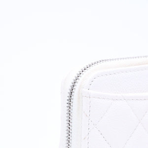 CHANEL シャネル クラシック コインパース 小銭入れ ランダム番台 ココマーク キャビアスキン ホワイト シルバー金具 美品 中古 4a006563