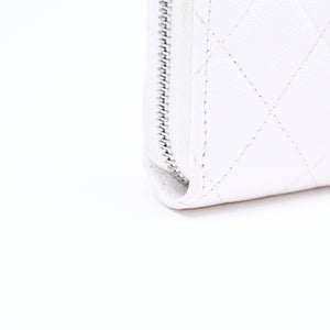 CHANEL シャネル クラシック コインパース 小銭入れ ランダム番台 ココマーク キャビアスキン ホワイト シルバー金具 美品 中古 4a006563