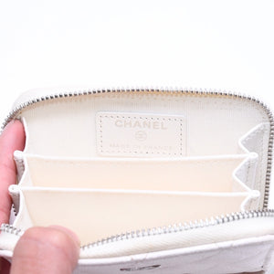 CHANEL シャネル クラシック コインパース 小銭入れ ランダム番台 ココマーク キャビアスキン ホワイト シルバー金具 美品 中古 4a006563