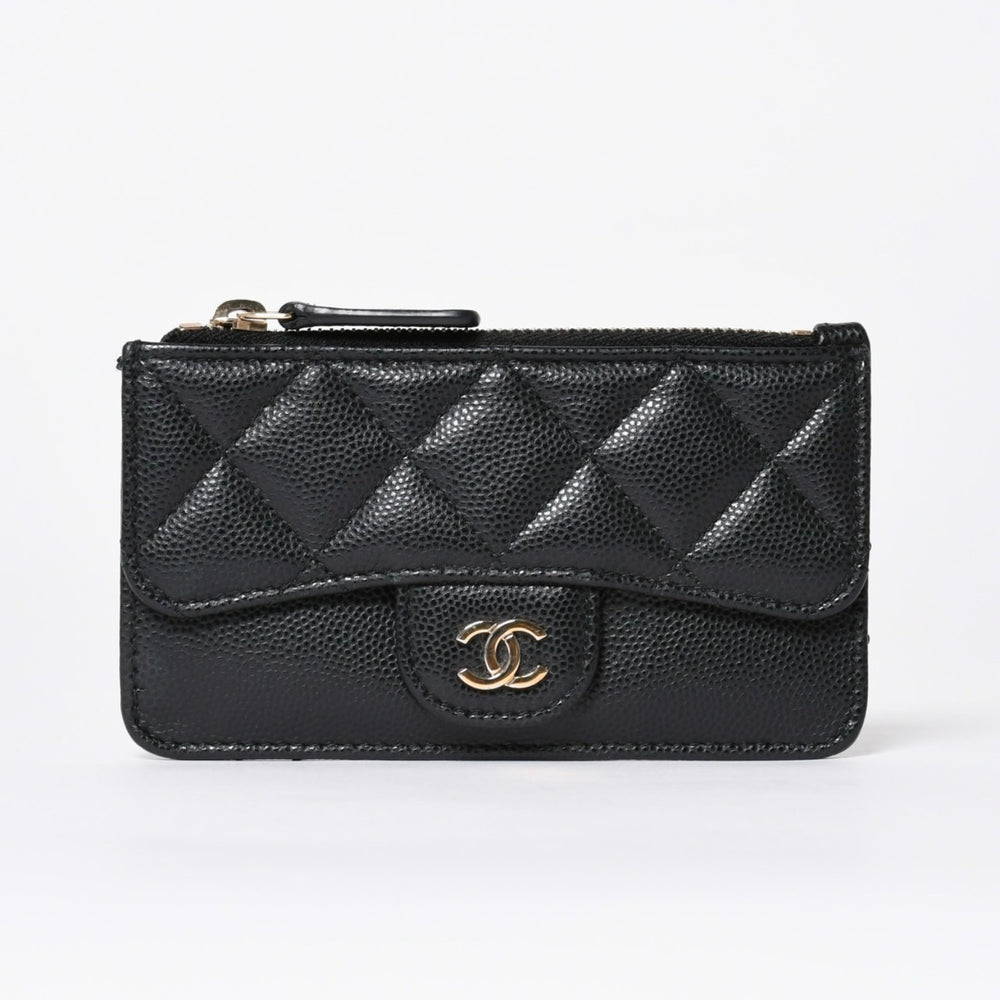 極美品 CHANEL シャネル コインケース 小銭入れ 31番台 ココマーク キャビアスキン ブラック ゴールド金具 中古 4a006625
