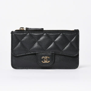 極美品 CHANEL シャネル コインケース 小銭入れ 31番台 ココマーク キャビアスキン ブラック ゴールド金具 中古 4a006625