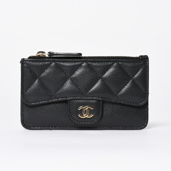 極美品 CHANEL シャネル コインケース 小銭入れ 31番台 ココマーク キャビアスキン ブラック ゴールド金具 中古 4a006625