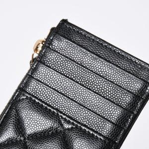 極美品 CHANEL シャネル コインケース 小銭入れ 31番台 ココマーク キャビアスキン ブラック ゴールド金具 中古 4a006625