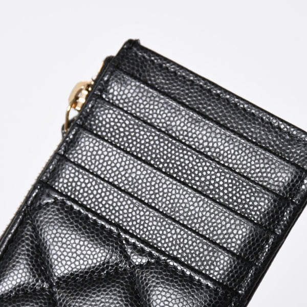 極美品 CHANEL シャネル コインケース 小銭入れ 31番台 ココマーク キャビアスキン ブラック ゴールド金具 中古 4a006625