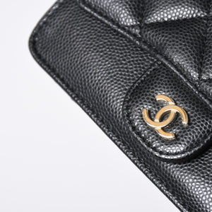 極美品 CHANEL シャネル コインケース 小銭入れ 31番台 ココマーク キャビアスキン ブラック ゴールド金具 中古 4a006625