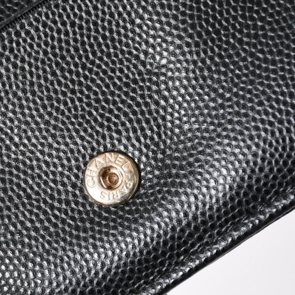 極美品 CHANEL シャネル コインケース 小銭入れ 31番台 ココマーク キャビアスキン ブラック ゴールド金具 中古 4a006625