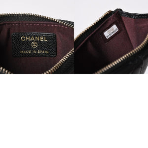 極美品 CHANEL シャネル コインケース 小銭入れ 31番台 ココマーク キャビアスキン ブラック ゴールド金具 中古 4a006625