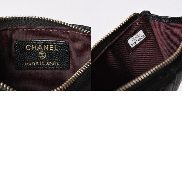極美品 CHANEL シャネル コインケース 小銭入れ 31番台 ココマーク キャビアスキン ブラック ゴールド金具 中古 4a006625