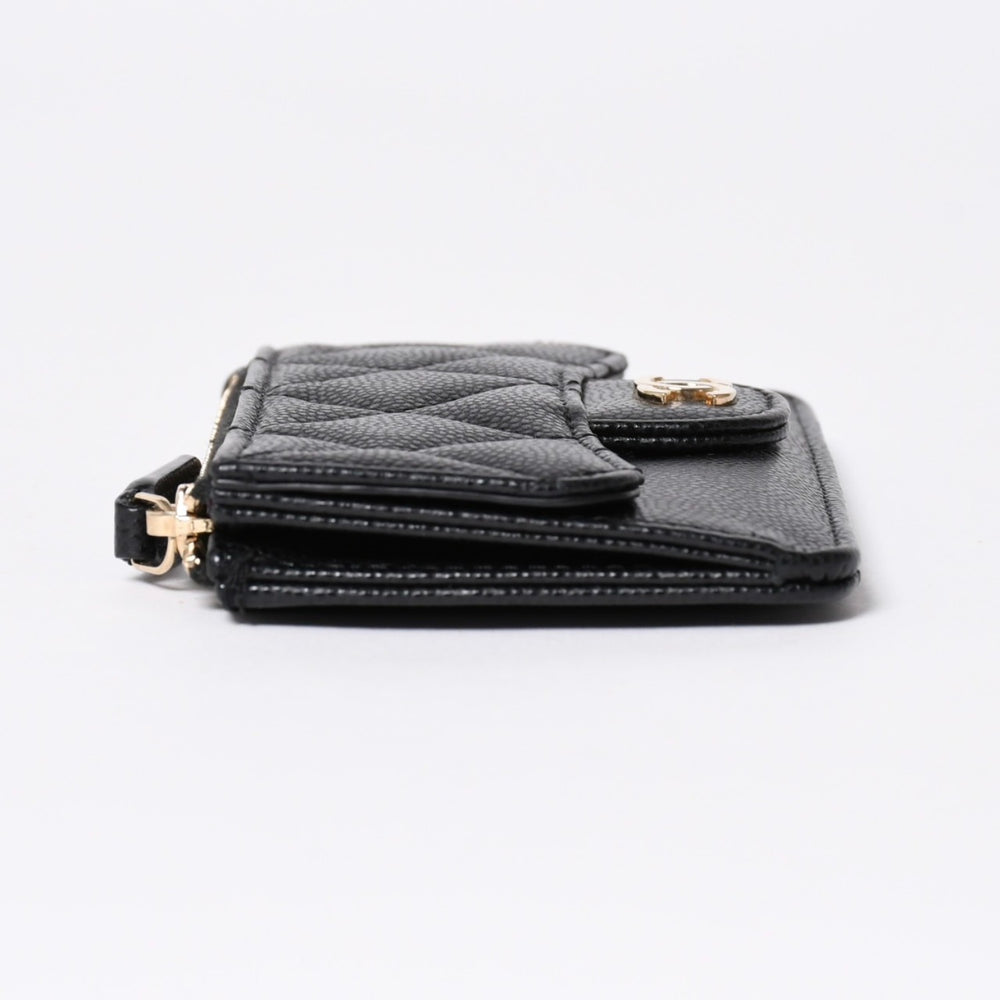 極美品 CHANEL シャネル コインケース 小銭入れ 31番台 ココマーク キャビアスキン ブラック ゴールド金具 中古 4a006625