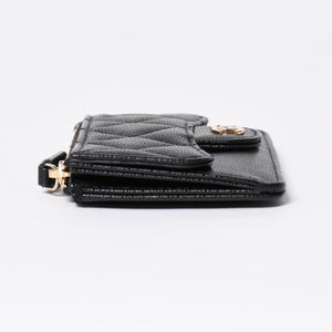極美品 CHANEL シャネル コインケース 小銭入れ 31番台 ココマーク キャビアスキン ブラック ゴールド金具 中古 4a006625