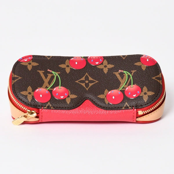 新品同様 LOUIS VUITTON ルイヴィトン LV × TM サングラス ポーチ GM サングラスケース GI1332 モノグラム チェリー 村上隆 中古 4a006611