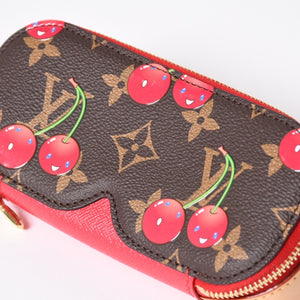 新品同様 LOUIS VUITTON ルイヴィトン LV × TM サングラス ポーチ GM サングラスケース GI1332 モノグラム チェリー 村上隆 中古 4a006611