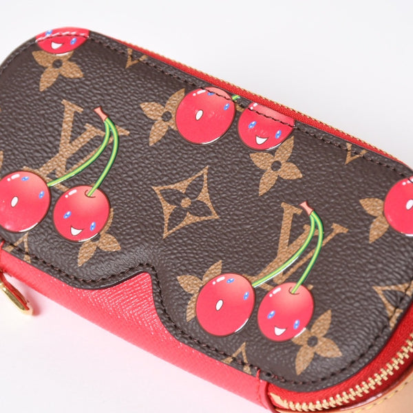 新品同様 LOUIS VUITTON ルイヴィトン LV × TM サングラス ポーチ GM サングラスケース GI1332 モノグラム チェリー 村上隆 中古 4a006611