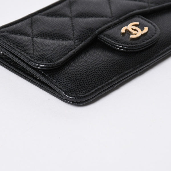 極美品 CHANEL シャネル コインケース 小銭入れ 31番台 ココマーク キャビアスキン ブラック ゴールド金具 中古 4a006625