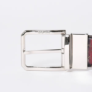 極美品 Berluti ベルルッティ エッセンスライン スクリット カリグラフィ レザーベルト 全長約99.5cm ワインレッド 中古 4a006635