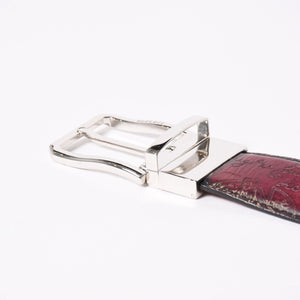 極美品 Berluti ベルルッティ エッセンスライン スクリット カリグラフィ レザーベルト 全長約99.5cm ワインレッド 中古 4a006635