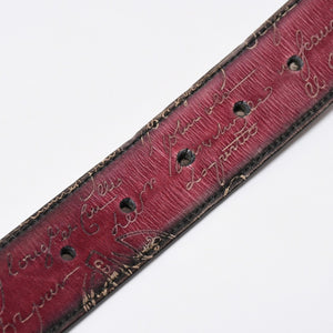 極美品 Berluti ベルルッティ エッセンスライン スクリット カリグラフィ レザーベルト 全長約99.5cm ワインレッド 中古 4a006635