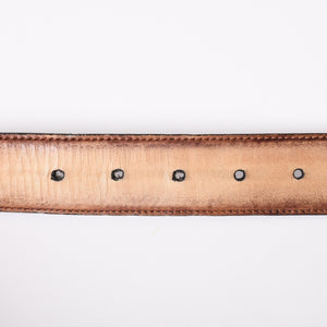 極美品 Berluti ベルルッティ エッセンスライン スクリット カリグラフィ レザーベルト 全長約99.5cm ワインレッド 中古 4a006635