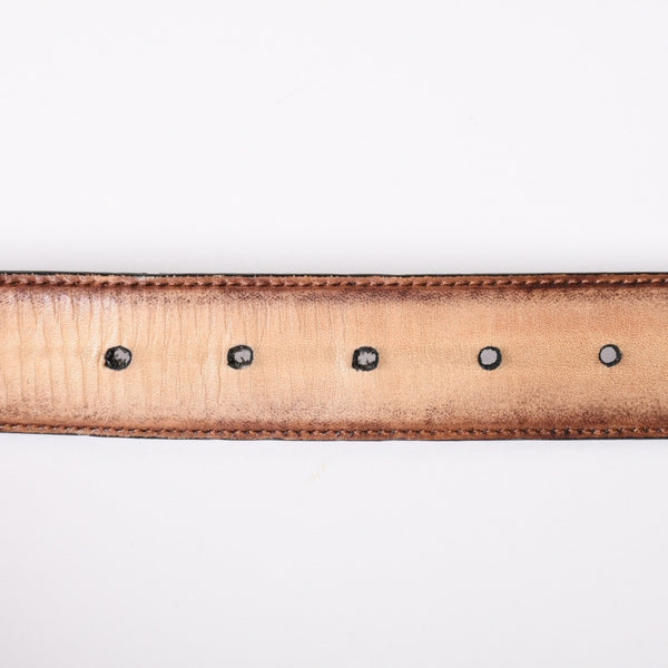 極美品 Berluti ベルルッティ エッセンスライン スクリット カリグラフィ レザーベルト 全長約99.5cm ワインレッド 中古 4a006635