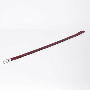 極美品 Berluti ベルルッティ エッセンスライン スクリット カリグラフィ レザーベルト 全長約99.5cm ワインレッド 中古 4a006635