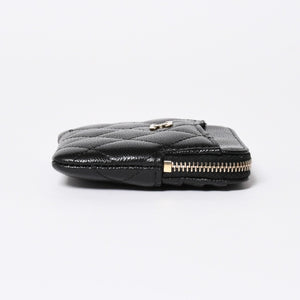 新品同様 CHANEL シャネル クラシック ジップコインパース AP2061 ランダム番台 ココマーク キャビアスキン ブラック ゴールド金具 中古 4a006629