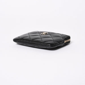 新品同様 CHANEL シャネル クラシック ジップコインパース AP2061 ランダム番台 ココマーク キャビアスキン ブラック ゴールド金具 中古 4a006629