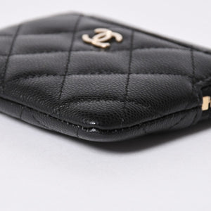 新品同様 CHANEL シャネル クラシック ジップコインパース AP2061 ランダム番台 ココマーク キャビアスキン ブラック ゴールド金具 中古 4a006629