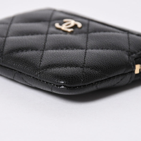 新品同様 CHANEL シャネル クラシック ジップコインパース AP2061 ランダム番台 ココマーク キャビアスキン ブラック ゴールド金具 中古 4a006629