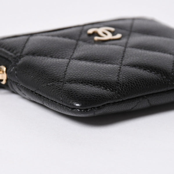 新品同様 CHANEL シャネル クラシック ジップコインパース AP2061 ランダム番台 ココマーク キャビアスキン ブラック ゴールド金具 中古 4a006629