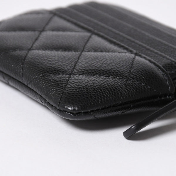 新品同様 CHANEL シャネル クラシック ジップコインパース AP2061 ランダム番台 ココマーク キャビアスキン ブラック ゴールド金具 中古 4a006629