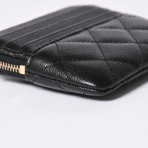 新品同様 CHANEL シャネル クラシック ジップコインパース AP2061 ランダム番台 ココマーク キャビアスキン ブラック ゴールド金具 中古 4a006629