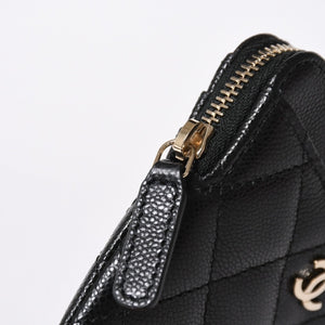 新品同様 CHANEL シャネル クラシック ジップコインパース AP2061 ランダム番台 ココマーク キャビアスキン ブラック ゴールド金具 中古 4a006629