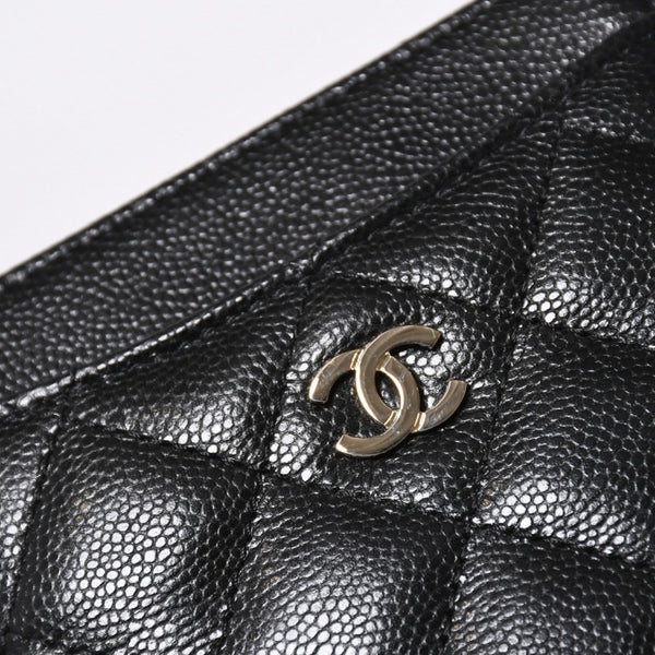 新品同様 CHANEL シャネル クラシック ジップコインパース AP2061 ランダム番台 ココマーク キャビアスキン ブラック ゴールド金具 中古 4a006629