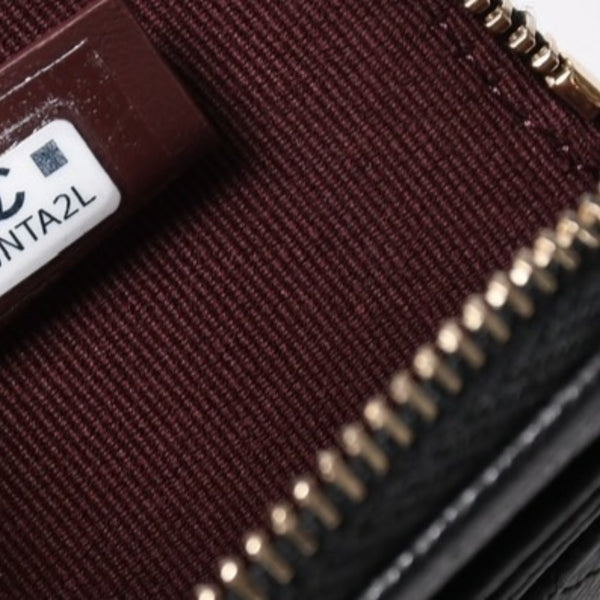 新品同様 CHANEL シャネル クラシック ジップコインパース AP2061 ランダム番台 ココマーク キャビアスキン ブラック ゴールド金具 中古 4a006629