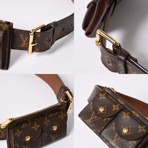 LOUIS VUITTON ルイヴィトン サンチュール ポシェット デュオ ウエストポーチ ベルト 幅4cm 95/38 モノグラム M9836 中古 4a006633