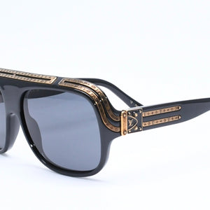 極美品 LOUIS VUITTON ルイヴィトン 1.0 ミリオネア サングラス アイウェア Z2516U サイズ63□16 140モノグラム ブラック 中古 4a006626