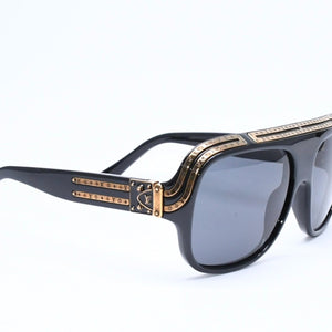 極美品 LOUIS VUITTON ルイヴィトン 1.0 ミリオネア サングラス アイウェア Z2516U サイズ63□16 140モノグラム ブラック 中古 4a006626