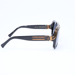 極美品 LOUIS VUITTON ルイヴィトン 1.0 ミリオネア サングラス アイウェア Z2516U サイズ63□16 140モノグラム ブラック 中古 4a006626