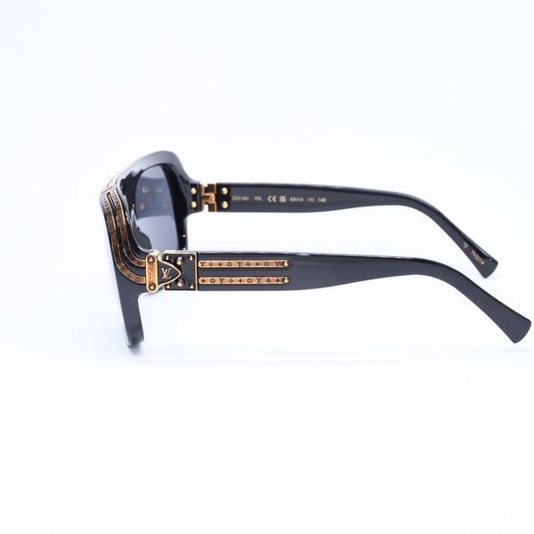 極美品 LOUIS VUITTON ルイヴィトン 1.0 ミリオネア サングラス アイウェア Z2516U サイズ63□16 140モノグラム ブラック 中古 4a006626