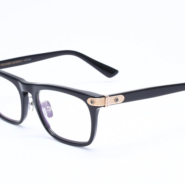 極美品 CHROME HEARTS クロムハーツ BEAU NER 眼鏡 メガネ ウェリントン型 サイズ53◻︎19 150 ブラック ゴールド 中古 4a006676
