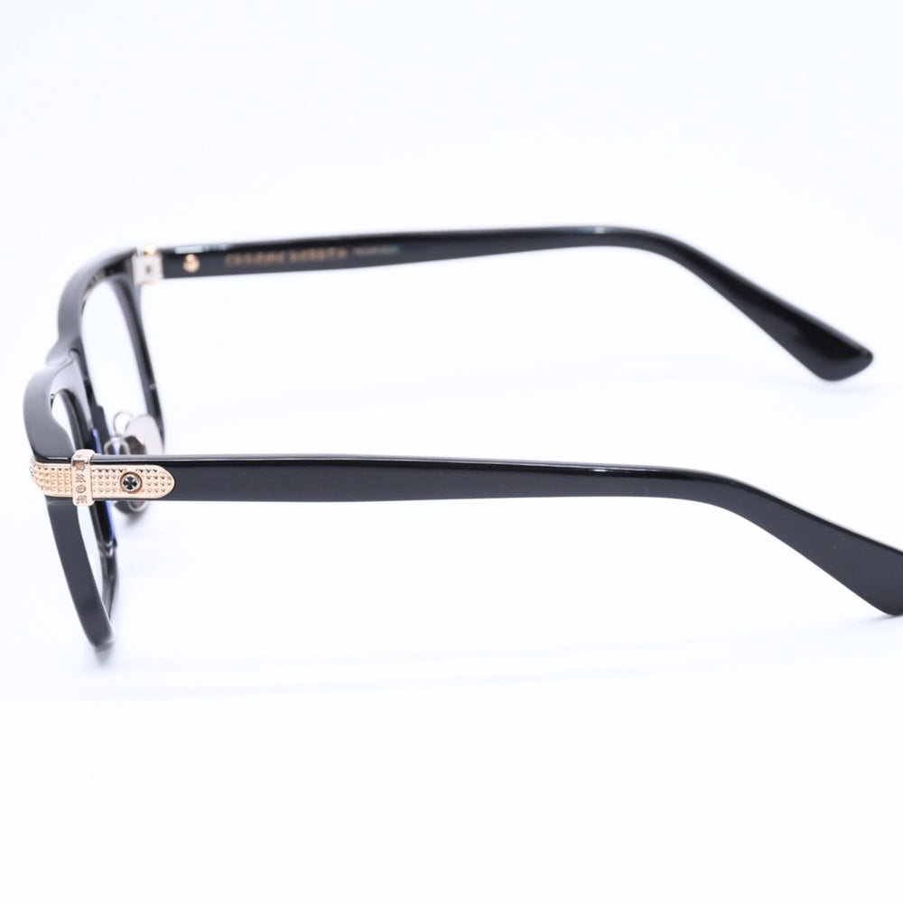 極美品 CHROME HEARTS クロムハーツ BEAU NER 眼鏡 メガネ ウェリントン型 サイズ53◻︎19 150 ブラック ゴールド 中古 4a006676